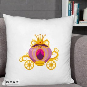 Perna Decorativa Trasura Regala Aurie, 40x40 cm, Alb Pufos, Husa Detasabila, Perna Inclusa, BEKZ®