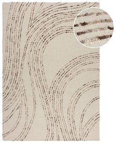 Covor maro/crem din lână 160x230 cm Abstract Swirl – Flair Rugs