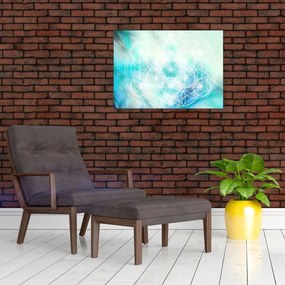 Tablou pe sticlă - Merkaba pe un fundal turcoaz (70x50 cm)