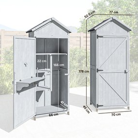 Outsunny Căsuță din lemn, 77x52.5x178cm, Dulap cu banc de lucru rabatabil | Aosom Romania