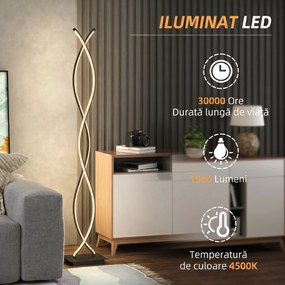 HOMCOM Lampă de Podea LED cu Spirală Dublă, Negru | Aosom Romania