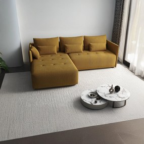 Colțar extensibil dumonde cu ladă de depozitare si sezut confortabil din spuma high-density, Malta Zoom Mustar II 235x185 cm