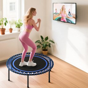 SPORTNOW Trambulină Elastică Fitness cu 36 de Corzi din Oțel și PP, Ø114x31 cm, Albastru | Aosom Romania