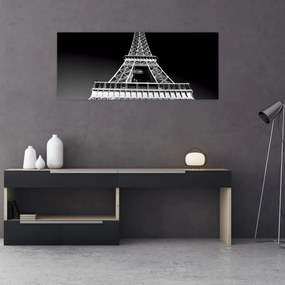 Tablou - Turnul Eiffel, alb-negru (120x50 cm)