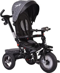 Tricicleta cu copertina detasabila NOVOKIDS™ Jockey Trike , Cu far luminos si melodii, Roti gonflabile din cauciuc, Pozitie somn, Pedale si maner