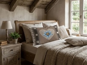 Fata de perna din amestec de bumbac HEART RETRO POLY 50x70 cm, maro