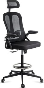 Scaun operativ ergonomic negru din mesh cu suport picioare reglabil și tetieră ajustabilă OFF 650