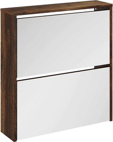 vidaXL Pantofar cu oglindă, 2 niveluri, stejar fumuriu, 63x17x67 cm