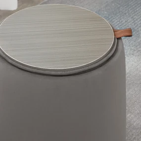 Otomana rotunda cu tava superioara, taburet din material textil cu atingere catifea, masuta de cafea HOMCOM | Aosom Romania