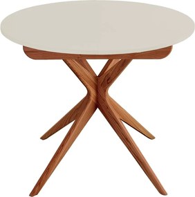 Masă de dining rotundă extensibilă cu blat suplimentar ø 90 cm Jubi – Ragaba