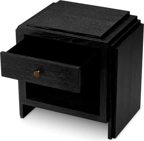 Noptiera LUX Furnir Stejar Gri Carbune, ArtDeco