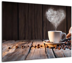 Tablou pe sticlă - Timp pentru cafea (70x50 cm)