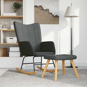 vidaXL Scaun balansoar cu taburet, gri închis, textil