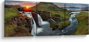 Tablou - Kirkjufell la apus (cu ceas) (90x30 cm)