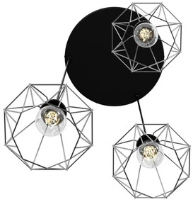 Lustră pe cablu BERGEN 3xE27/60W/230V neagră/crom lucios