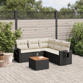 3256889 vidaXL Set mobilier de grădină cu perne, 6 piese, negru, poliratan