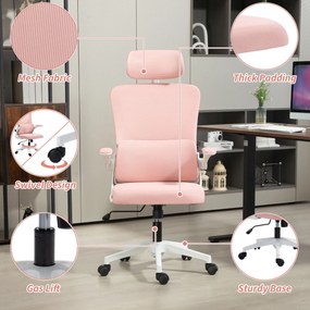 Vinsetto Scaun de Birou Ergonomic cu Tetieră Detașabilă Roz | Aosom Romania