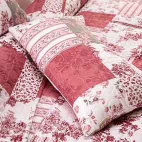 decoDoma Cuvertură de pat VINTAGE ROSE bordo pat dublu