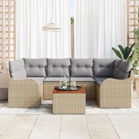 vidaXL Set de canapele pentru grădină 7 pcs Bej Rattan poli