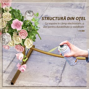 Outsunny Arc de Grădină din Oțel Auriu – Arc Decorativ Rotund pentru Baloane, Plante Cățărătoare, Flori – Pentru Nunți, Aniversări, Ceremonii – 2,24 m | Aosom Romania