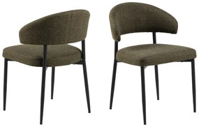 MAZZONI EXPORT IRIS Verde Măsliniu (țesătură Basel 77) - SCAUN MODERN TAPIȚAT CU ȚESĂTURĂ ÎMPLETITĂ PENTRU SALON/SUFRAGERIE LOFT