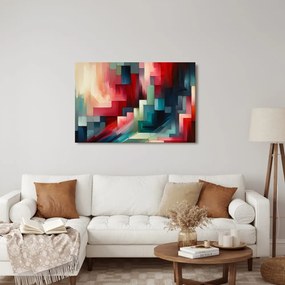 Tablou geometrie abstractă în roșu