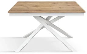 Masa Tiglio, blat extensibil pal laminat, picior metalic - BLAT STEJAR RUSTIC. PICIOR ALB - 120 cm / 80 cm