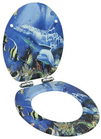 vidaXL Capac WC cu închidere silențioasă, MDF, design delfini