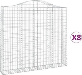vidaXL Coșuri gabion arcuite 8 buc, 200x30x180/200cm, fier galvanizat