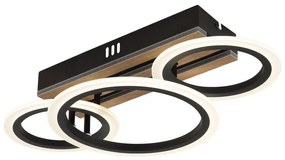 Plafoniera LED CCT BLEVINS riflaj MDF cu efect de lemn