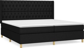 vidaXL Pat box spring cu saltea, negru, 200x200 cm, textil