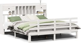vidaXL Pat cu bibliotecă fără saltea, 180x200 cm, lemn masiv de pin