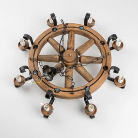 Brilagi - Candelabru cu lanț ROATA, 8xE14/40W/230V, Ø 70 cm, fag