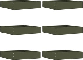 vidaXL Margine pentru gazon 6 pcs Verde măsliniu 60 x 60 x 13 cm Oțel