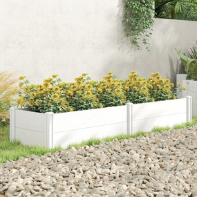 Outsunny Pat înălțat din plastic, modular, plantator cu montaj DIY, solariu 197 x 54 x 33 cm Alb | Aosom Romania