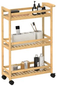 HOMCOM Cos de servit, 3 etaje, grinzi lamelare, protectie anti-cadere, bambus, 55 x 20 x 75 cm | Aosom Romania