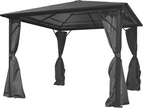 vidaXL Pavilion cu perdea, antracit, 300 x 300 cm, aluminiu