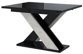 Masă de sufragerie Xalin (negru lucios + piatră) (pentru 4 până la 6 persoane). 1055281