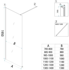 Paravan de dus Rea Flexi Transparent / Gold 70