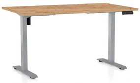 Masă înălțime reglabilă OfficeTech B, 120 x 80 cm, picioare gri, stejar kraft