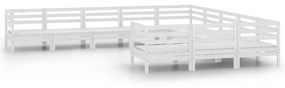 3083285 vidaXL Set mobilier de grădină, 11 piese, alb, lemn masiv de pin