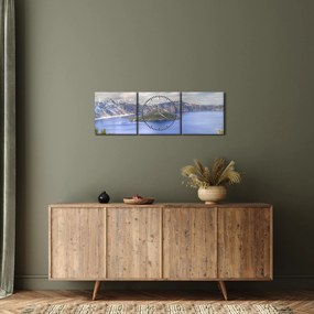 Tablou lacul montan (cu ceas) (90x30 cm)