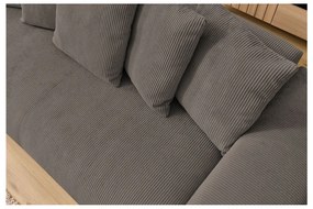 Canapea gri/maro cu tapițerie din catifea reiată 280 cm Voltaire – Bobochic Paris