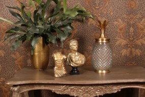 Borcan decorativ din sticlă și alamă, auriu, în formă de ananas, cu capac, 43 x 18 cm, „Tropea”
