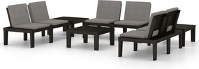 vidaXL Set mobilier de grădină cu perne, 6 piese, gri, plastic
