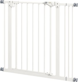 PawHut Grilaj de protecție pentru câini, barieră, grilaj de protecție pentru animale de companie, Metal, plastic, 74-87 cm, Alb | Aosom Romania