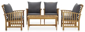 3057982 vidaXL Set mobilier grădină cu perne, 5 piese, lemn masiv de acacia