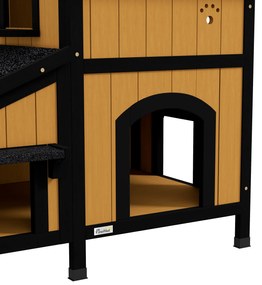 PawHut Casă pentru pisici Adăpost pentru pisici Peșteră, incl. Ghiveci, 96 cm x 65 cm x 85,5 cm, Galben + Alb + Negru | Aosom Romania
