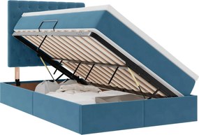 vidaXL Pat cu saltea și spațiu de depozitare albastru 120 x 190 cm