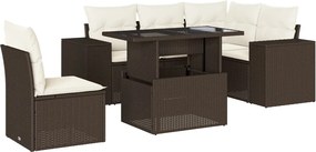 vidaXL Set canapele de grădină cu perne, 6 piese, maro, poliratan